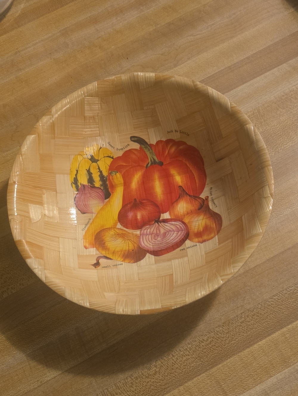 Decorative Harvest Vegetable Bamboo Serving Bowl - Orange